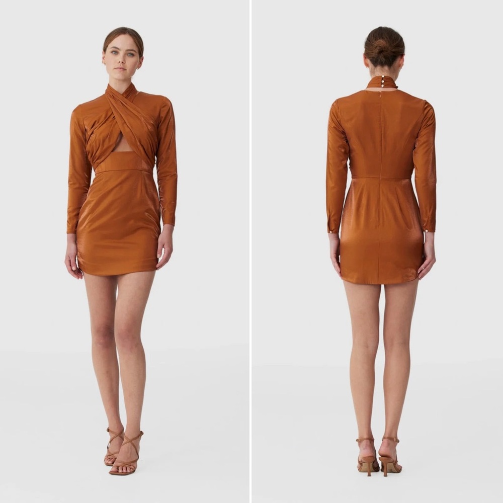 KEEPSAKE the Label Emilio Long Sleeve Mini Dress in Saddlebrown